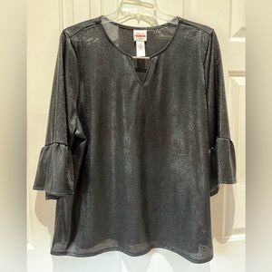 Ruby Rd. Favorites Womens 3X Black Shinny Snake Skin Pattern - Semi Sheer